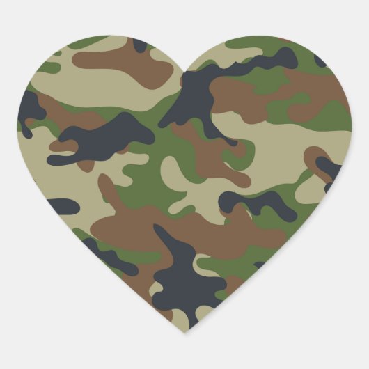 Woodland Camo Hart Sticker (Voorkant)