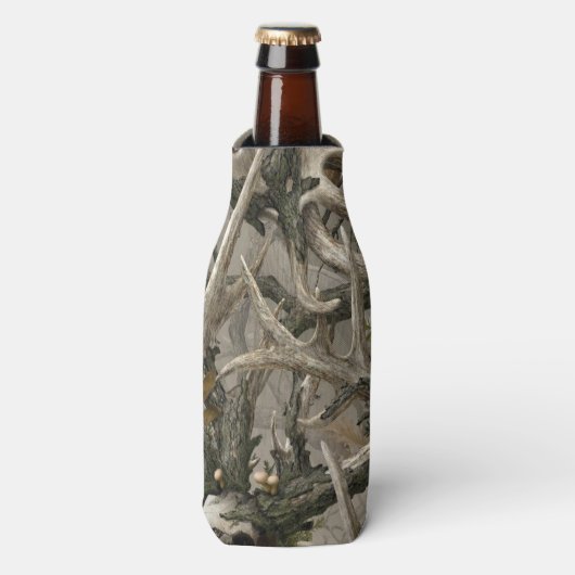 Woodland camo herten hoofd flesjeskoeler (Fles Voorkant)