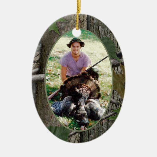 Woodland Camo Hunting Foto Keramisch Ornament (Voorkant)