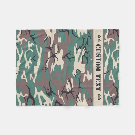 Woodland Camo met aangepaste tekst Fleece Deken (Voorkant (Horizontaal))