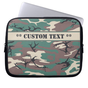 Woodland Camo met aangepaste tekst Laptop Sleeve