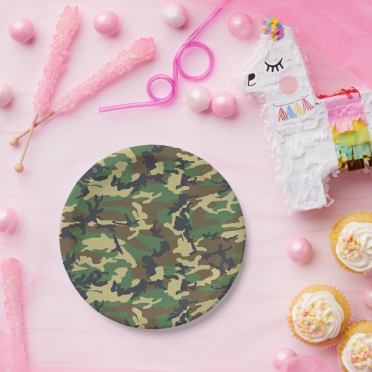 Woodland Camo Papieren Bordje (Feest)