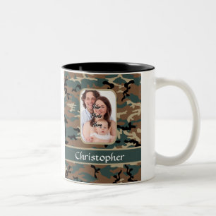 Woodland camo-patroon tweekleurige koffiemok