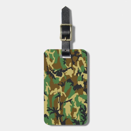 Woodland Camo Pattern Bagagelabel (Voorkant verticaal)