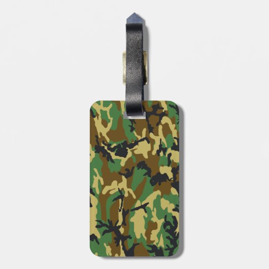 Woodland Camo Pattern Bagagelabel (Achterkant verticaal)