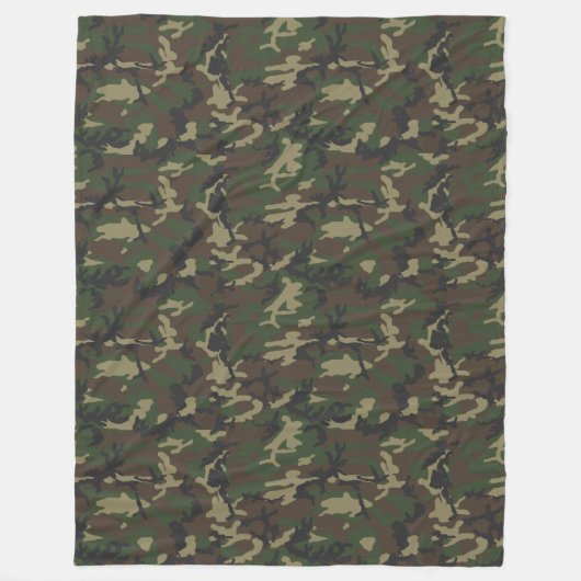 Woodland Camo Pattern Fleece Deken (Voorkant)