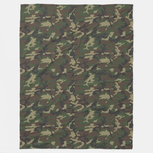 Woodland Camo Pattern Fleece Deken (Voorkant)