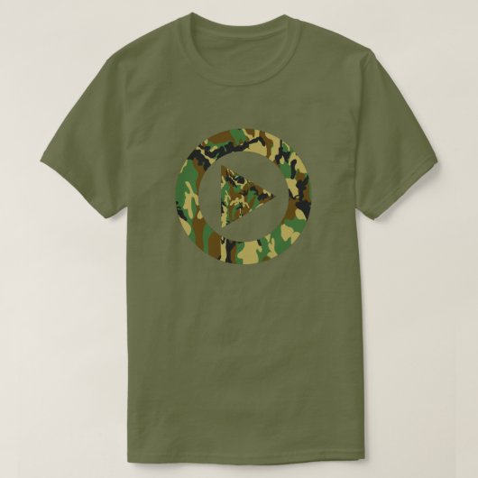 Woodland Camo Pattern Press Play T-shirt (Design voorkant)