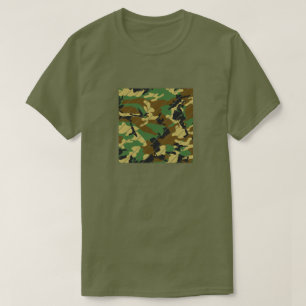 Woodland Camo Pattern Square Sliced T-shirt