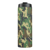 Woodland Camo Pattern Travel Mug Thermosbeker (Voorkant)