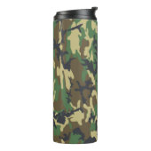 Woodland Camo Pattern Travel Mug Thermosbeker (Gedraaid links)