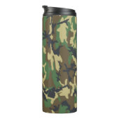 Woodland Camo Pattern Travel Mug Thermosbeker (Geroteerd rechts)