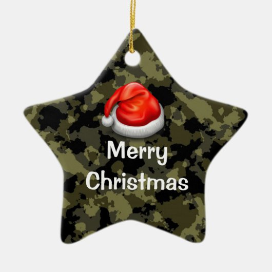 Woodland Camo Star Vrolijk Kerstfeest Ornament (Voorkant)