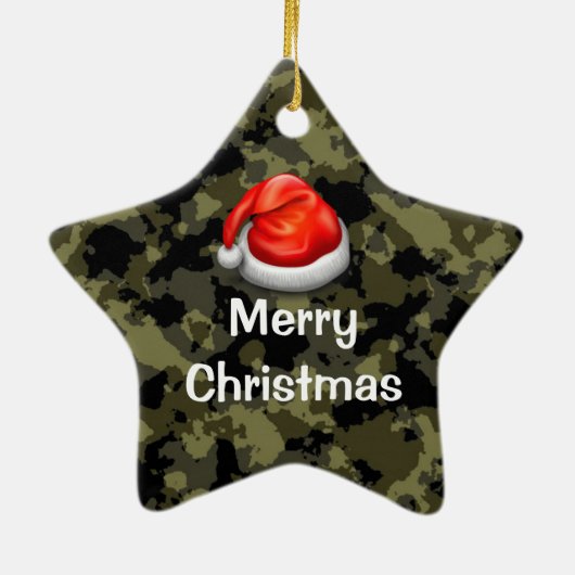 Woodland Camo Star Vrolijk Kerstfeest Ornament (Achterkant)