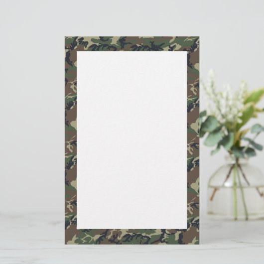Woodland Camouflage Background Sjabloon Briefpapier (Staand voorkant)