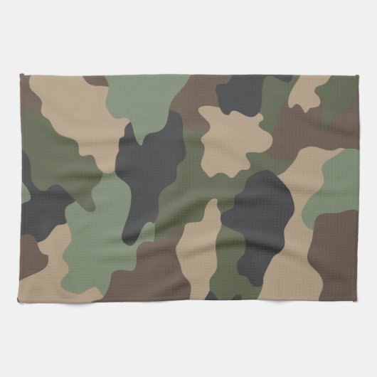 Woodland Camouflage Camo Khaki Tan Black Theedoek (Horizontaal)
