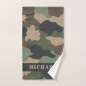 Woodland Camouflage Camo Khaki Tan Zwart Monogram Bad Handdoek (Handdoek)