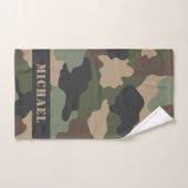 Woodland Camouflage Camo Khaki Tan Zwart Monogram Bad Handdoek (Handdoek)