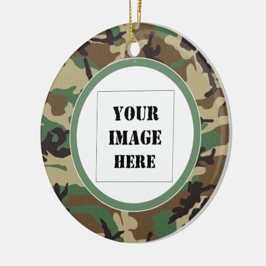 Woodland Camouflage Custom Photo Ornament (Links)