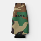Woodland Camouflage ~ Gepersonaliseerde naam / Ini Flesjeskoeler (Voorkant)