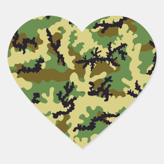 Woodland camouflage hart sticker (Voorkant)