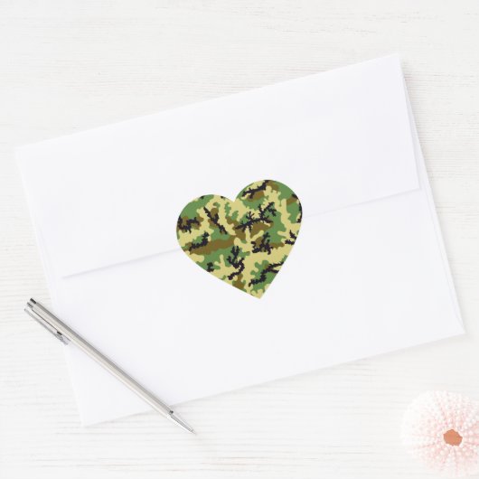 Woodland camouflage hart sticker (Envelop)