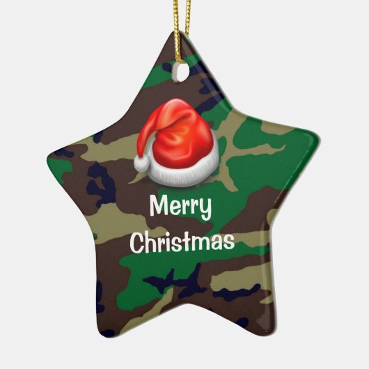Woodland Camouflage Merry Christmas T-shirt Keramisch Ornament (Links)