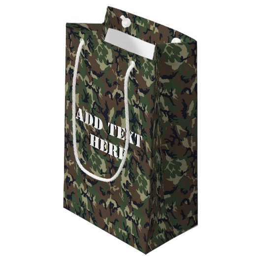 Woodland Camouflage militaire achtergrond Klein Cadeauzakje (Voorkant Gekanteld)