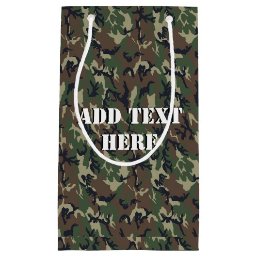 Woodland Camouflage militaire achtergrond Klein Cadeauzakje (Voorkant)