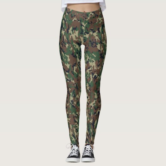 Woodland Camouflage Military Pattern Leggings (Voorkant)