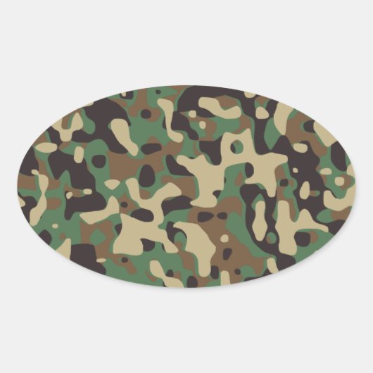 Woodland Camouflage Ovale Sticker (Voorkant)