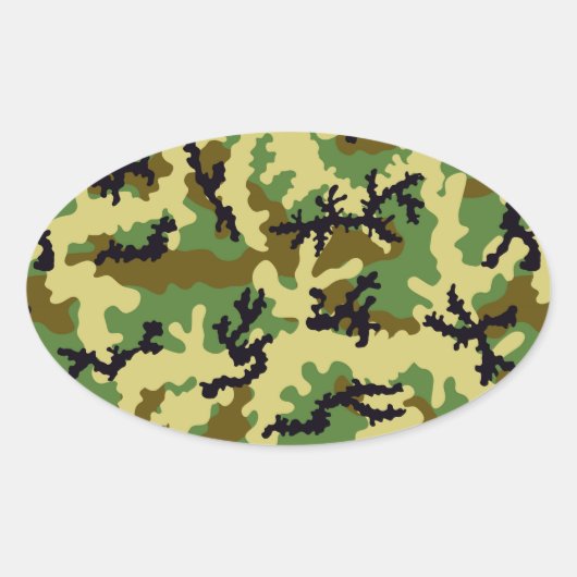 Woodland camouflage ovale sticker (Voorkant)