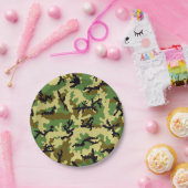 Woodland camouflage papieren bordje (Feest)