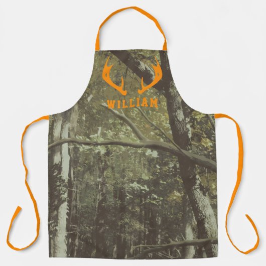 Woodland Camouflage Pattern Oranje Deer Antlers Schort (Voorkant)