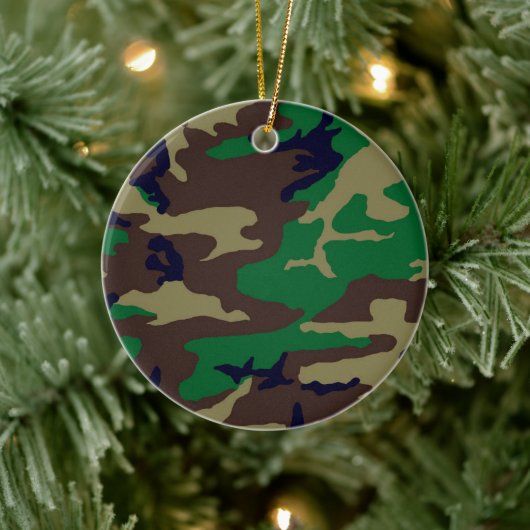 Woodland Camouflage Porcelain Circle Ornament (Boom)