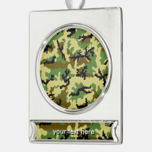 Woodland camouflage verzilverd banner ornament