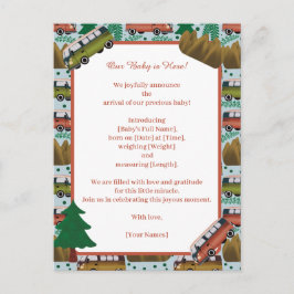 Woodland Camper Baby Jongen Aankondigingskaart