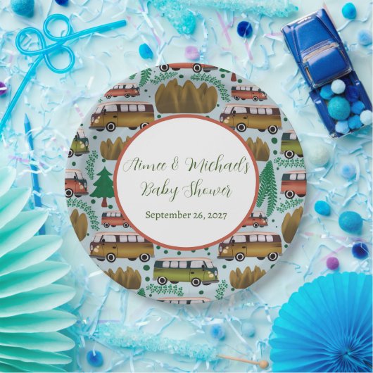 Woodland Camper Baby Jongensdouche Papieren Bordje (Feest)