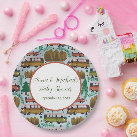 Woodland Camper Baby Jongensdouche Papieren Bordje (Feest)