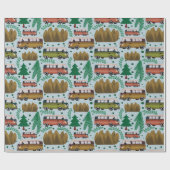 Woodland Camper Blue Cadeaupapier (Vlak)