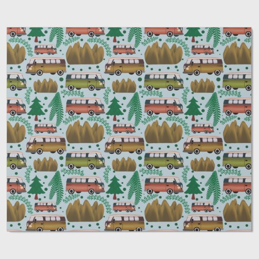 Woodland Camper Blue Cadeaupapier (Vlak)