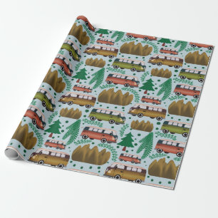 Woodland Camper Blue Cadeaupapier