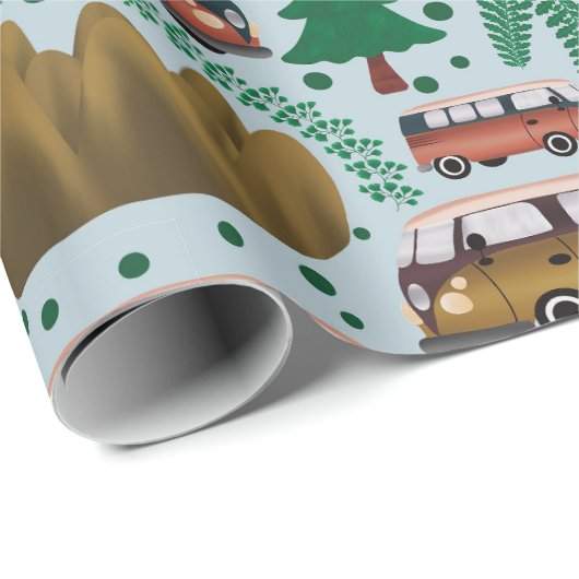 Woodland Camper Blue Cadeaupapier (Rol Hoek)