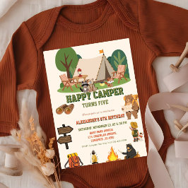 Woodland Camping 5e verjaardagsfeestje drie ik ben Kaart