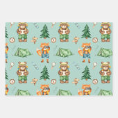 Woodland Camping Animals Kind Waterverf Patroon Inpakpapier Vel (Voorkant 2)