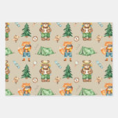 Woodland Camping Animals Kind Waterverf Patroon Inpakpapier Vel (Voorkant)