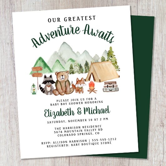 Woodland Camping Couples Baby shower Invitation