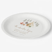 Woodland Camping Het avontuur begint Baby shower Papieren Bordje (Gekanteld)