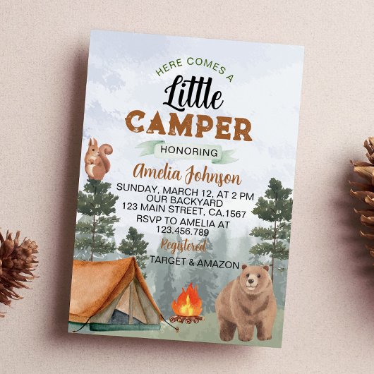 Woodland Camping Mountain Baby shower Kaart