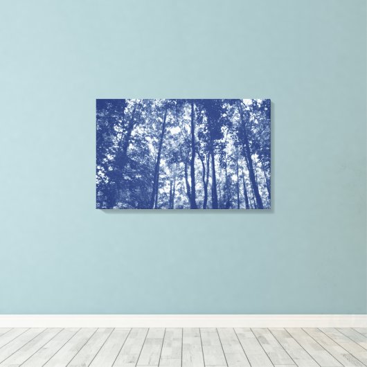 Woodland Canopy - Cyanotype Effect Canvas Afdruk (Insitu (Houten vloer))